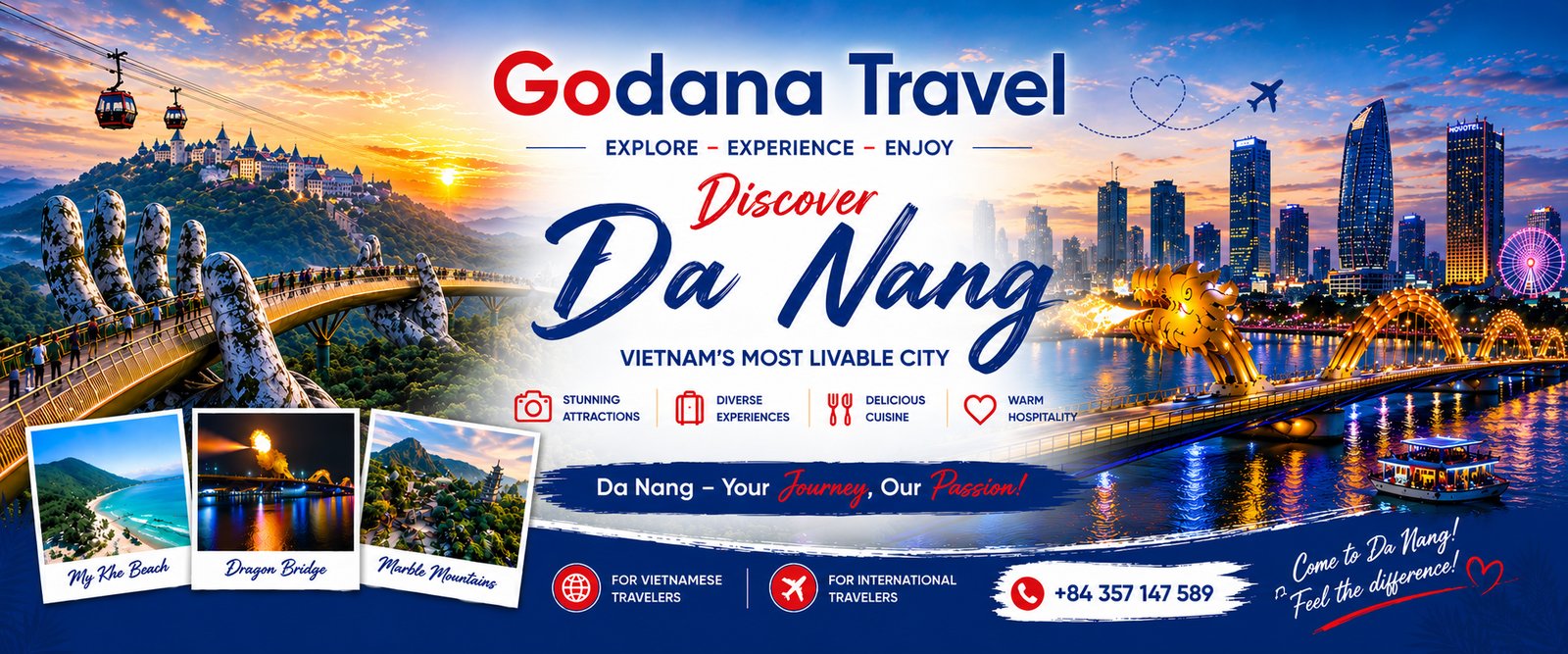 Godana Travel - Cầu Vàng, Cầu Rồng và thành phố Đà Nẵng